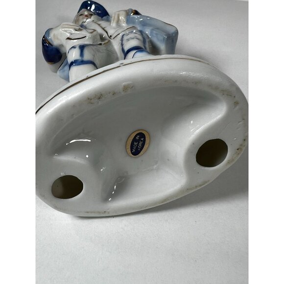 Vtg Korean Porcelain Figurine Of Musician Guitar Blue White Hand-Painted Decor - Picture 8 of 11